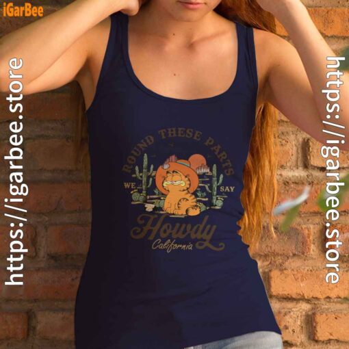 california howdy garfield cowboy navy tank top with women