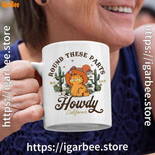 california howdy garfield cowboy white coffee mug 11oz