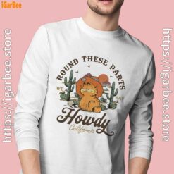 california howdy garfield cowboy white long sleeve with man