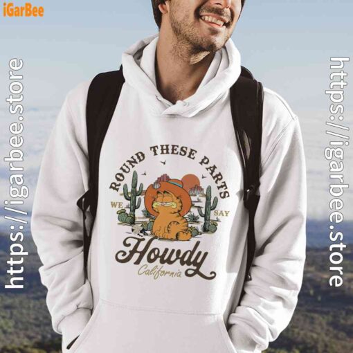 california howdy garfield cowboy white men hoodie
