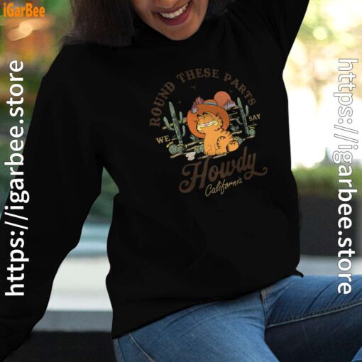 california howdy garfield cowboy women black hoodie