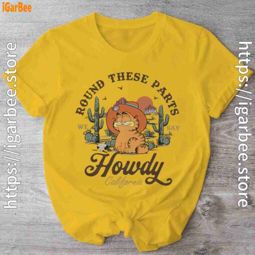 california howdy garfield cowboy yellow shirt