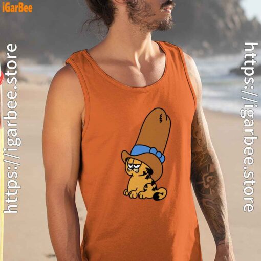 cowboy garfield smile on the day orange men tank top