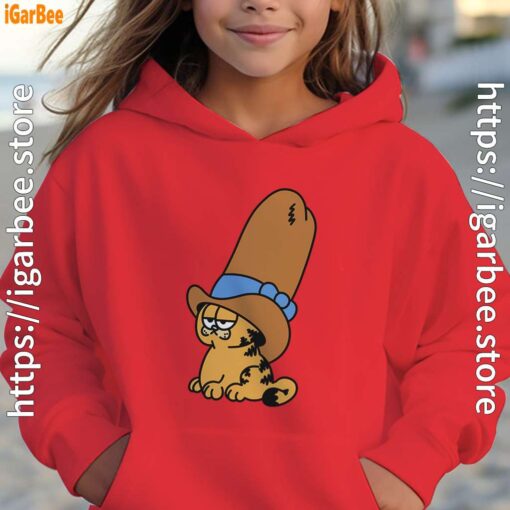 cowboy garfield smile on the day red hoodie youth girl