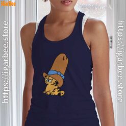 cowboy garfield smile on the day women's navy tank top