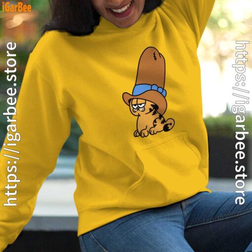 cowboy garfield smile on the day yellow hoodie for women