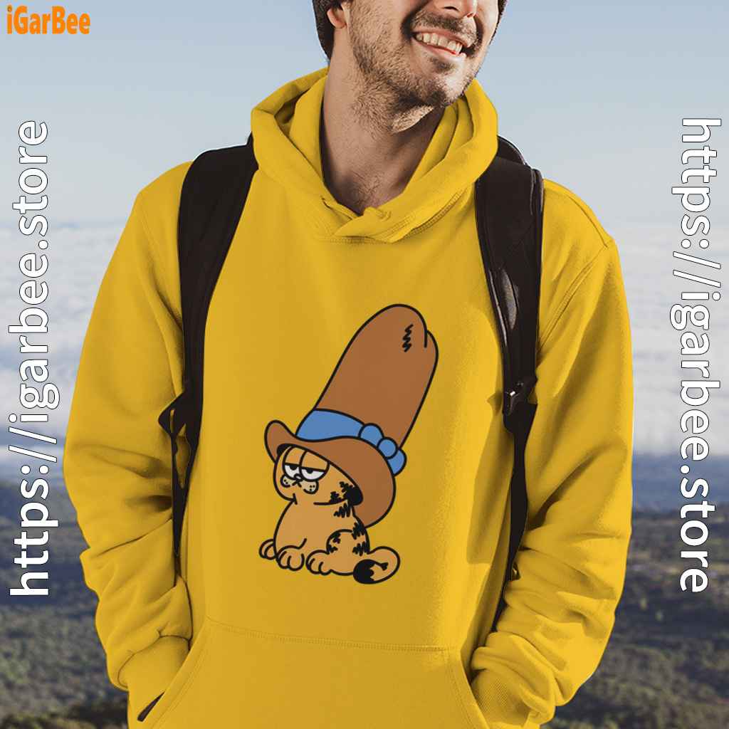 cowboy garfield smile on the day yellow men hoodie cowboy garfield smile on the day yellow men hoodie