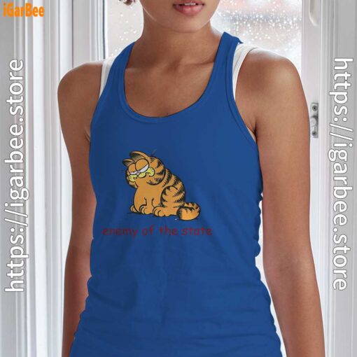 enemy of the state garfield blue tank top with women