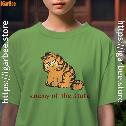 enemy of the state garfield female green tee for girl