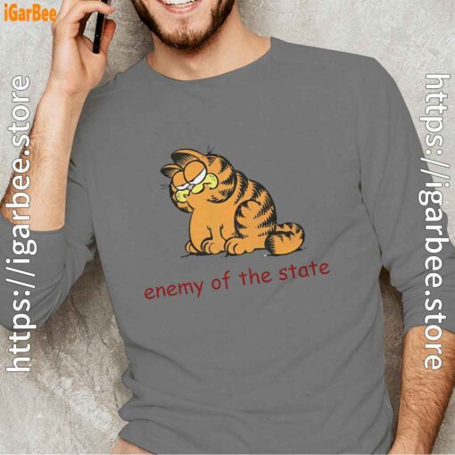 enemy of the state garfield gray long sleeve for men