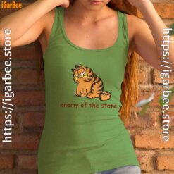 enemy of the state garfield green tank top for women