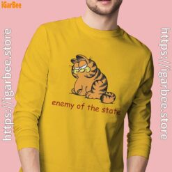enemy of the state garfield men's yellow long sleeve