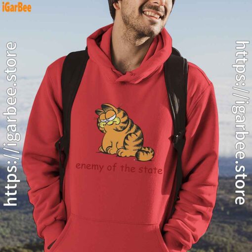 enemy of the state garfield red men hoodie
