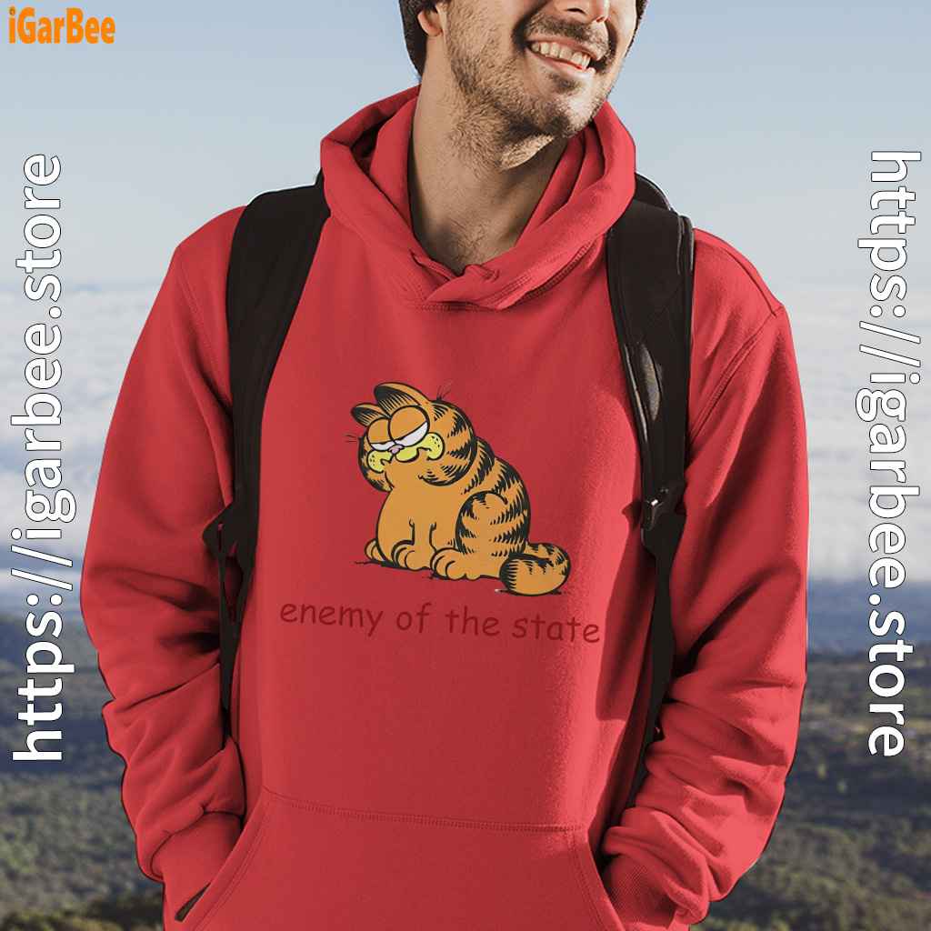 enemy of the state garfield red men hoodie enemy of the state garfield red men hoodie