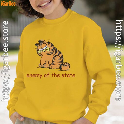 enemy of the state garfield yellow sweatshirt youth boy