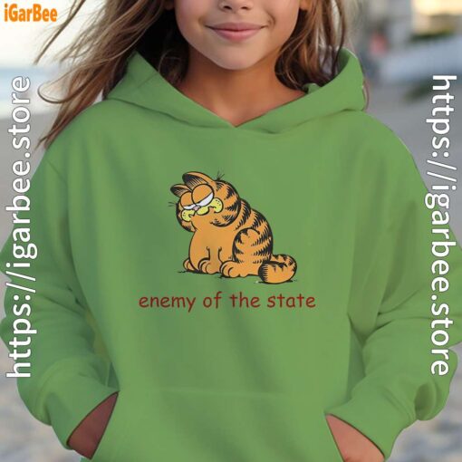 enemy of the state garfield youth girl green hoodie