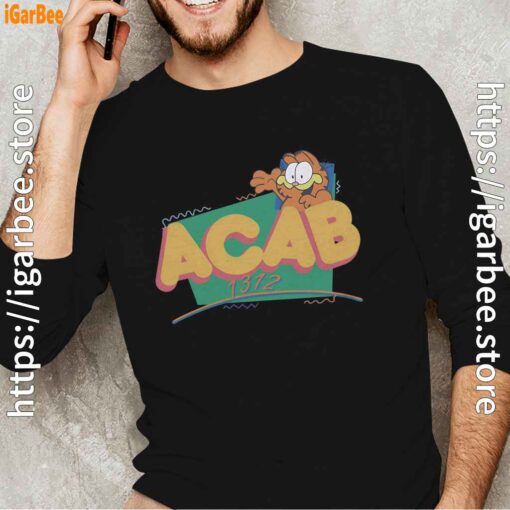 garfield acab men's black long sleeve