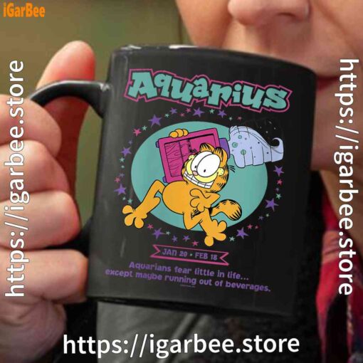 garfield aquarius black coffee mug