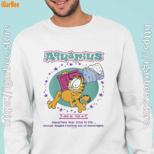 garfield aquarius men with white sweatshirt