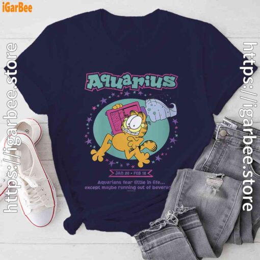 garfield aquarius navy tee shirt