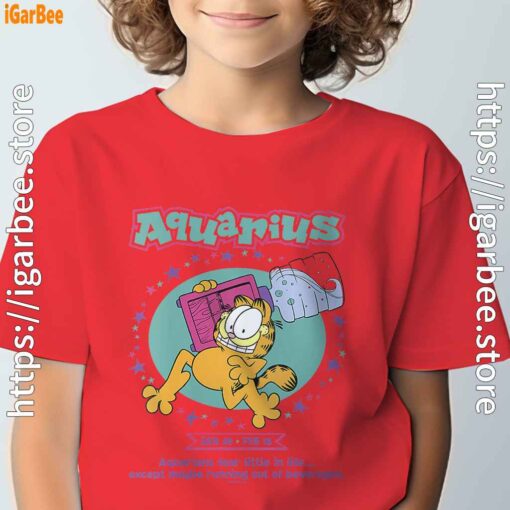 garfield aquarius red t shirt for youth boy