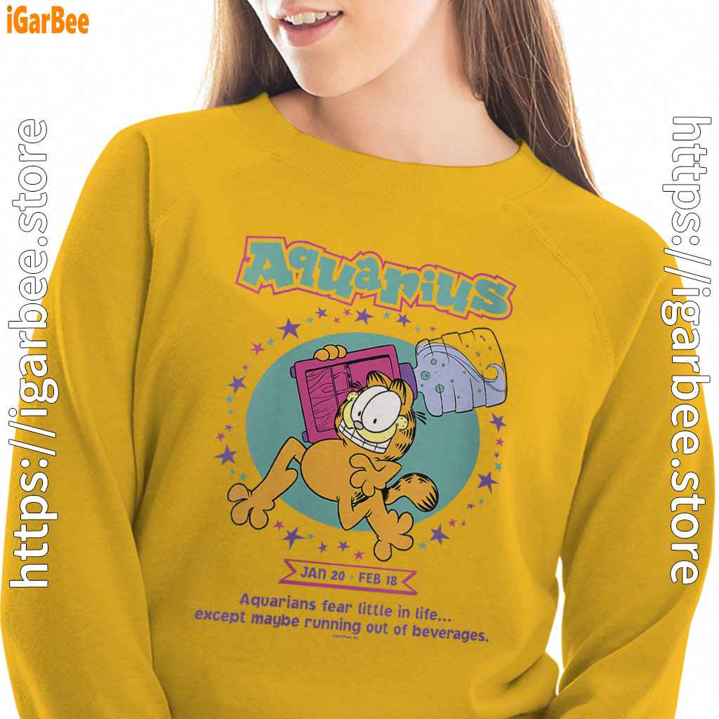 garfield aquarius yellow sweatshirt for women garfield aquarius yellow sweatshirt for women