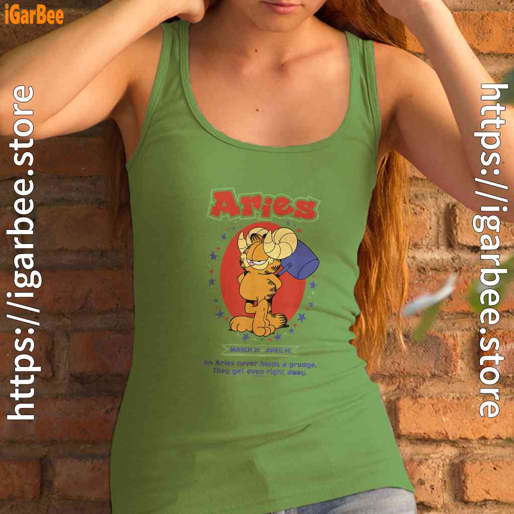 garfield aries green tank top for women garfield aries green tank top for women