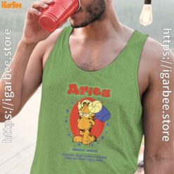 garfield aries men green tank tops