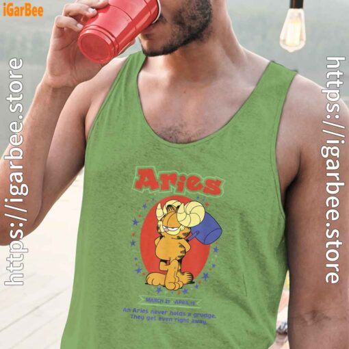 garfield aries men green tank tops