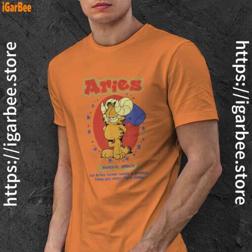 garfield aries orange men shirt