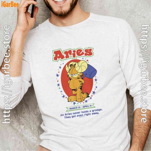 garfield aries white long sleeve for male