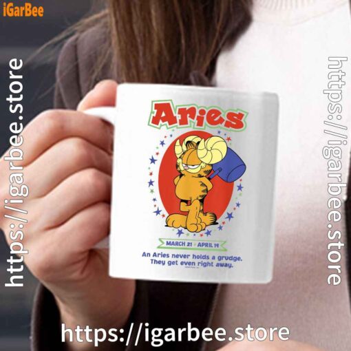 garfield aries white mug