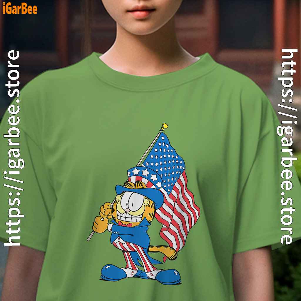 garfield black flag female green tee for girl garfield black flag female green tee for girl