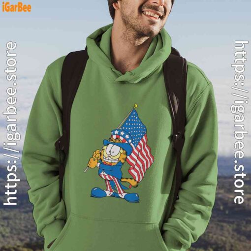 garfield black flag green men hoodie