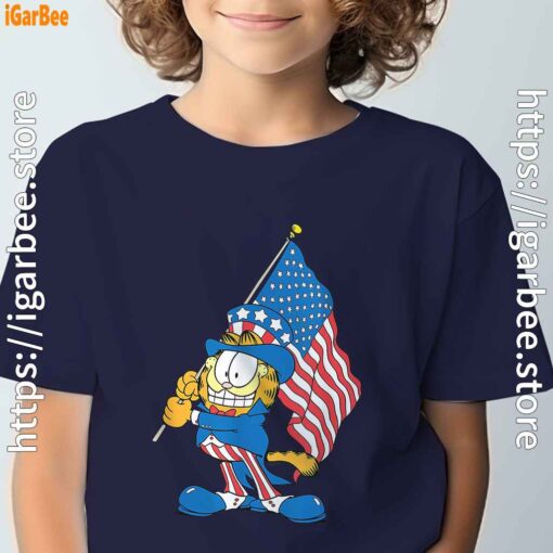garfield black flag navy boy's t shirt