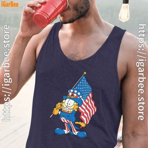 garfield black flag navy tank tops with men