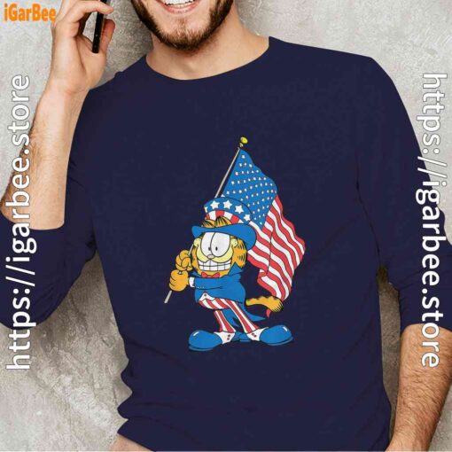 garfield black flag navy with men's long sleeve