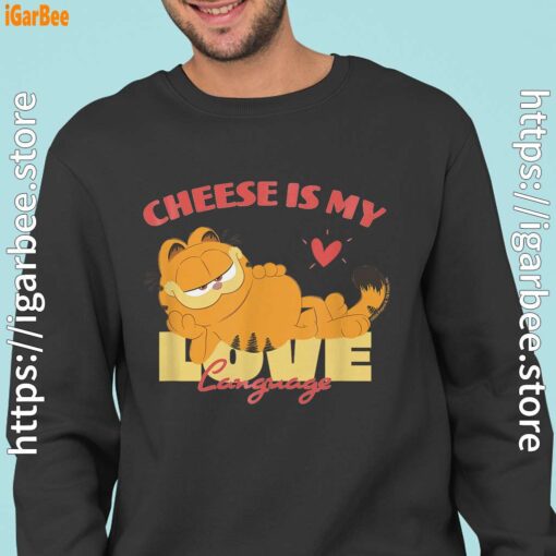 garfield cheese is my love lasagna black sweatshirt for men