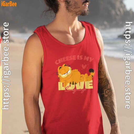 garfield cheese is my love lasagna man tank top red