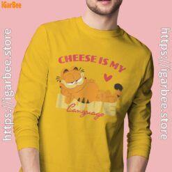 garfield cheese is my love lasagna men's yellow long sleeve