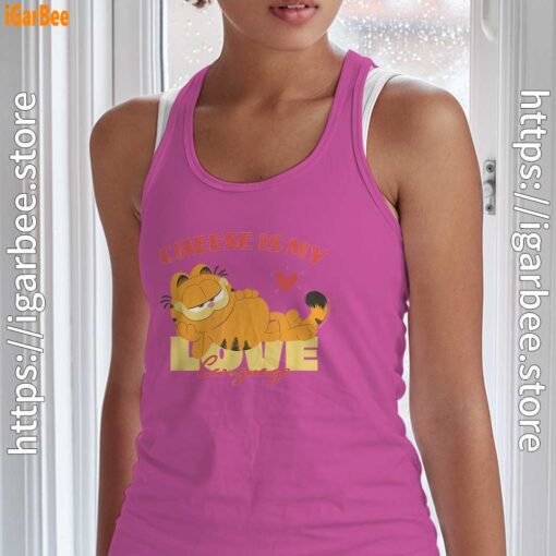 garfield cheese is my love lasagna pink tank top women