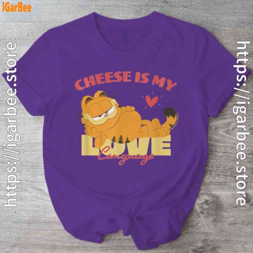 garfield cheese is my love lasagna purple shirt