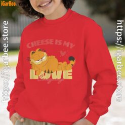 garfield cheese is my love lasagna red boy sweatshirt