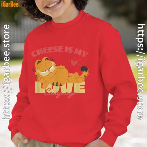 garfield cheese is my love lasagna red boy sweatshirt