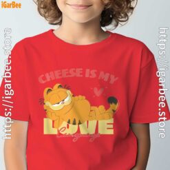 garfield cheese is my love lasagna red t shirt for youth boy