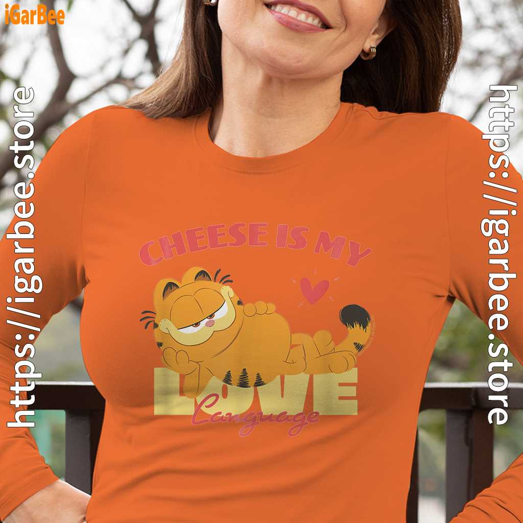 garfield cheese is my love lasagna womens long sleeve orange for female garfield cheese is my love lasagna womens long sleeve orange for female