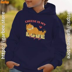 garfield cheese is my love lasagna youth kid navy hoodie