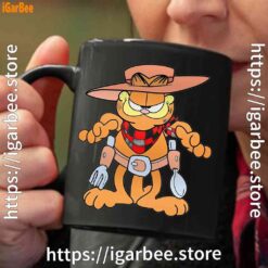 garfield cowboy with spoon and fork black coffee mug 11oz