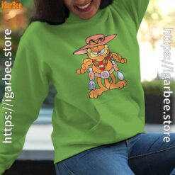 garfield cowboy with spoon and fork green women hoodie