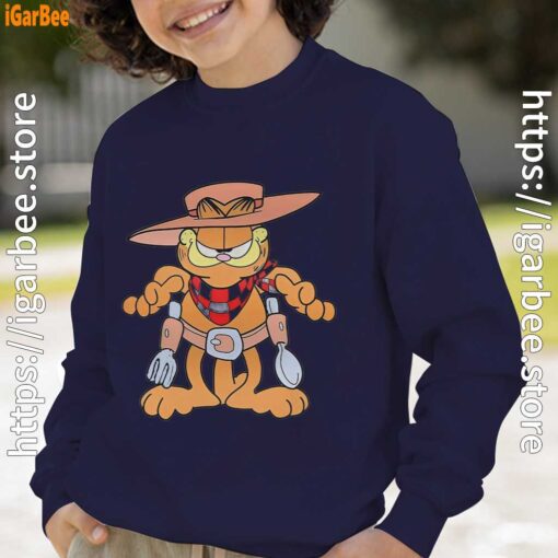 garfield cowboy with spoon and fork navy sweatshirt for kid boy